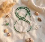 Colier Choker Boho-Elegant din Smarald Hidrotermal și Perlă Baroc Unică - imagine 2