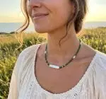 Colier Choker Boho-Elegant din Smarald Hidrotermal și Perlă Baroc Unică - imagine 4